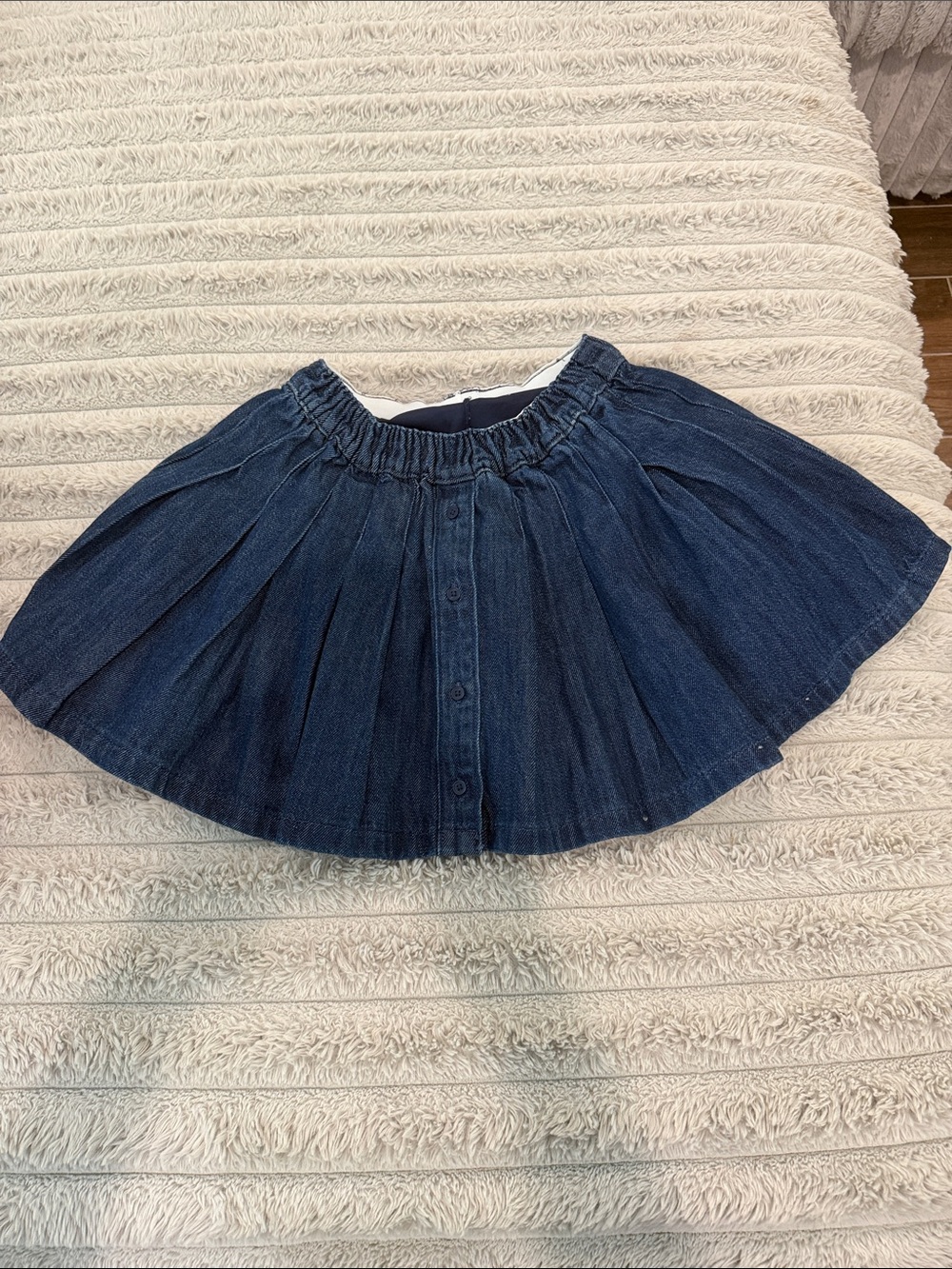 Women's Dark Blue Denim Circle Skirt with Button Front